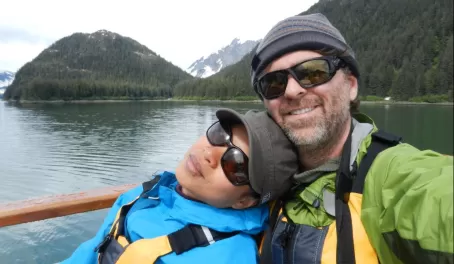 A couple enjoys their awesome adventure in Alaska