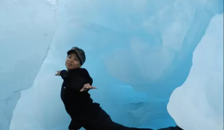 Dancing through the beautiful slabs of ice