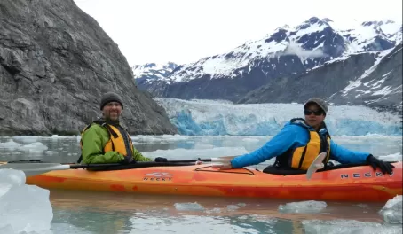 Kayaking around the glacier
