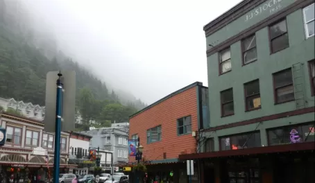 The streets of Juneau Alaska on an overcast day