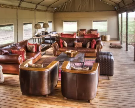 Desert Rhino Camp's open lounge area.