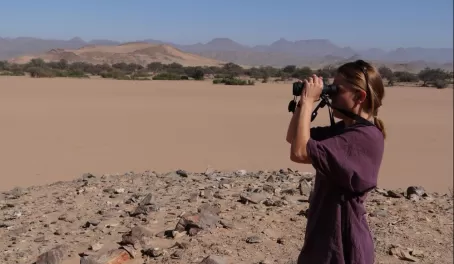 A traveler views the vast African landscape