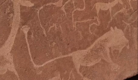 A close up of ancient drawing in Africa