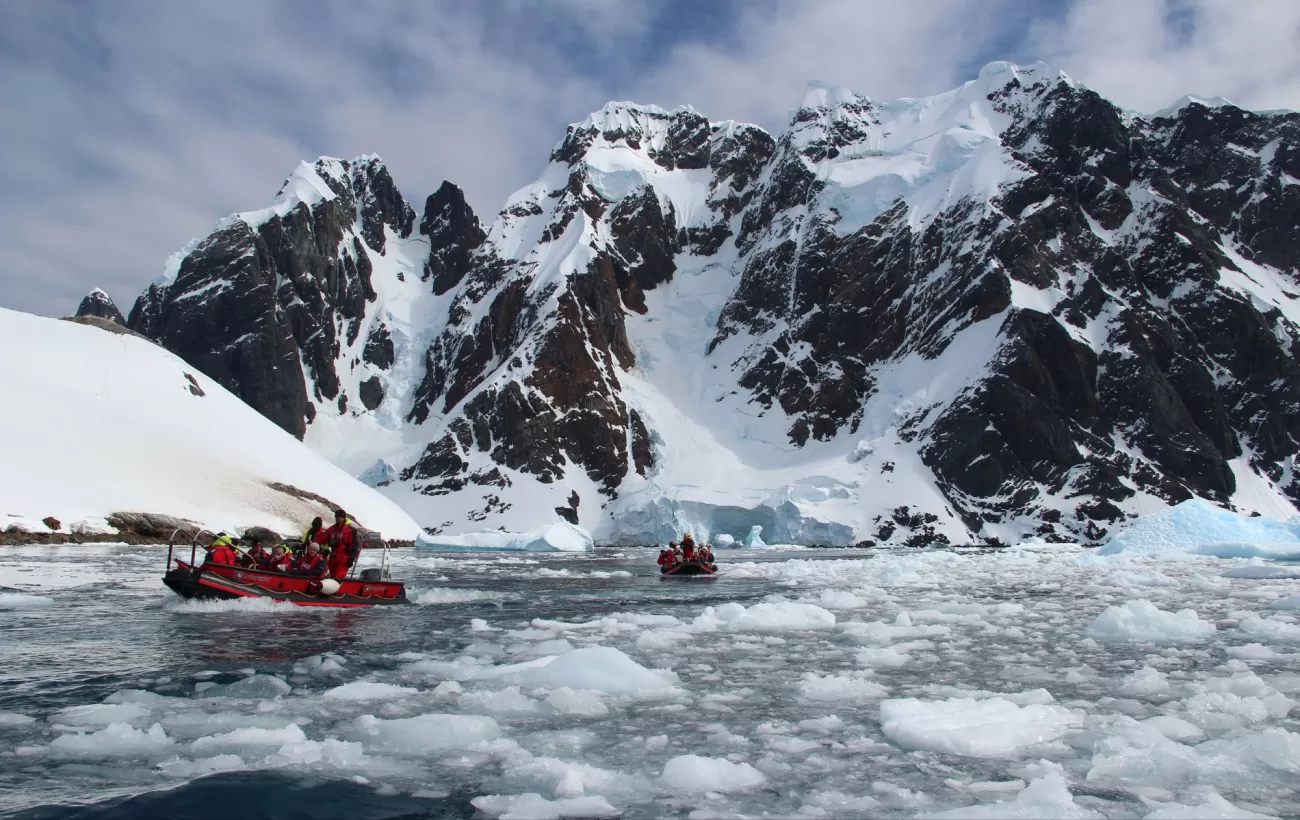 Explore the remote Antarctic via zodiac as you sail on the MS Fram