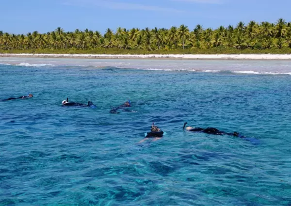 Snorkeling the clear waters of the South Pacific