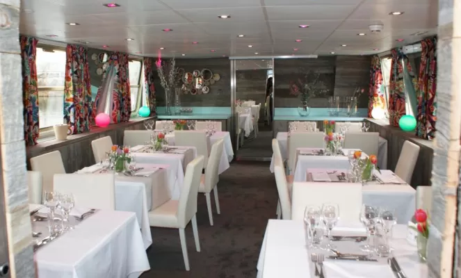 Enjoy fine dining on the decks of the MS Jeanine