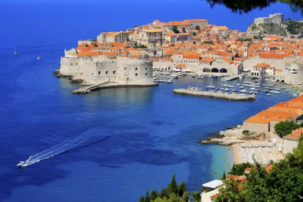 Mediterranean blue Dubrovnik from above