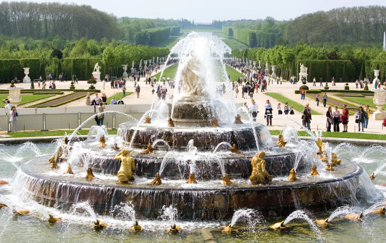 The famed fountain in the gardens of Versailles