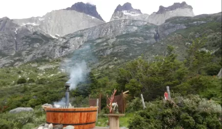 Wood fired hot tub at Los Cuernos