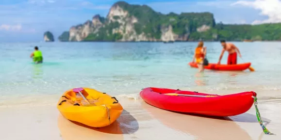 Kayaks on the tropical beach