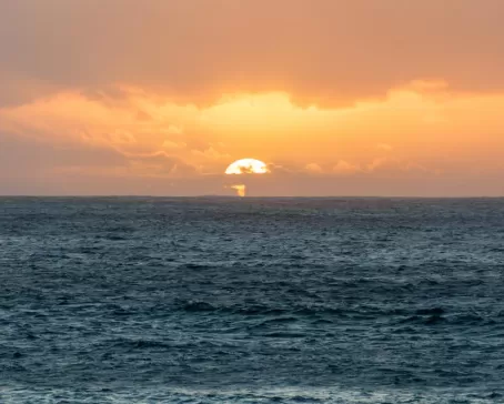 The sun sets off the Canary Islands