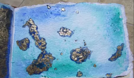 The Archipelago, painted in acrylics then gold leafed
