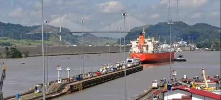 Ships entering the locks on the Panama Canal