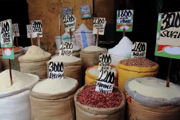 Rice, Beans, Sugar in a local Market