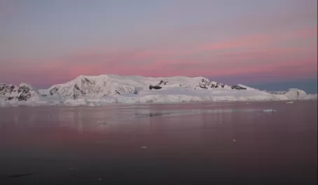 Sunrise in Wilhelmina Bay, Antarctica