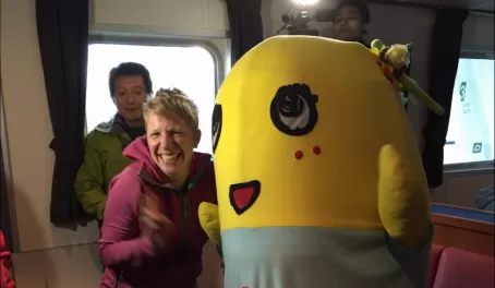 Laura is so excited to meet Funassyi