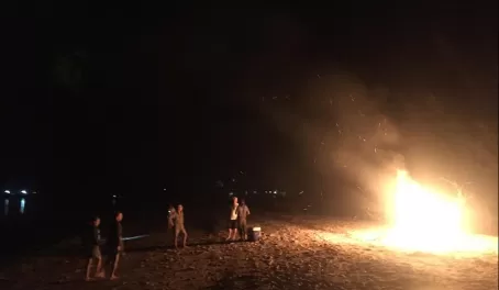 Beach bonfire in the Bahamas!
