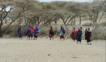 Maasai preparing to perform welcome dance