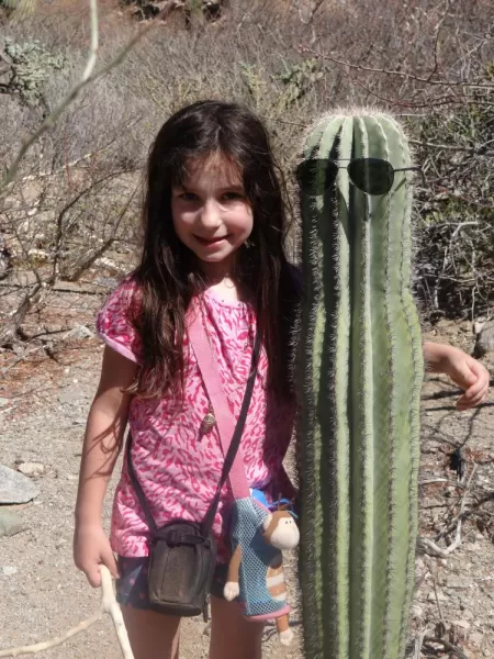 Samantha and Cactus Friend on Santa Catalina